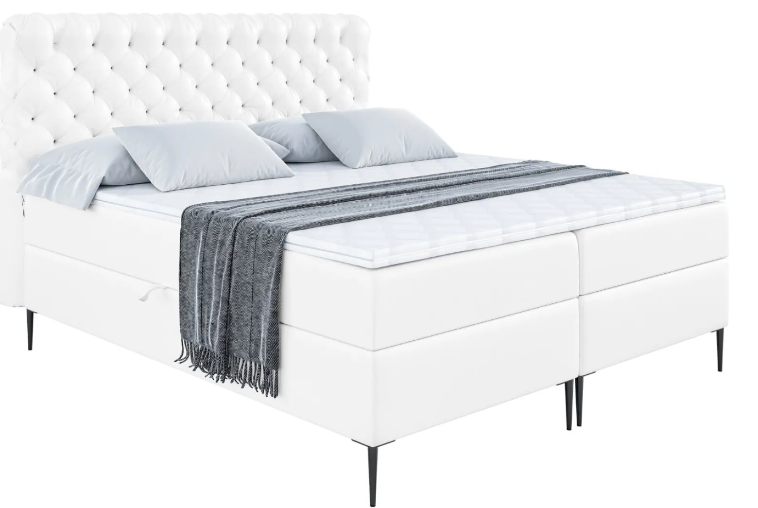 Łóżko kontynentalne z pojemnikiem, materacem i nóżkami BOXI8-FC 120x200 cm