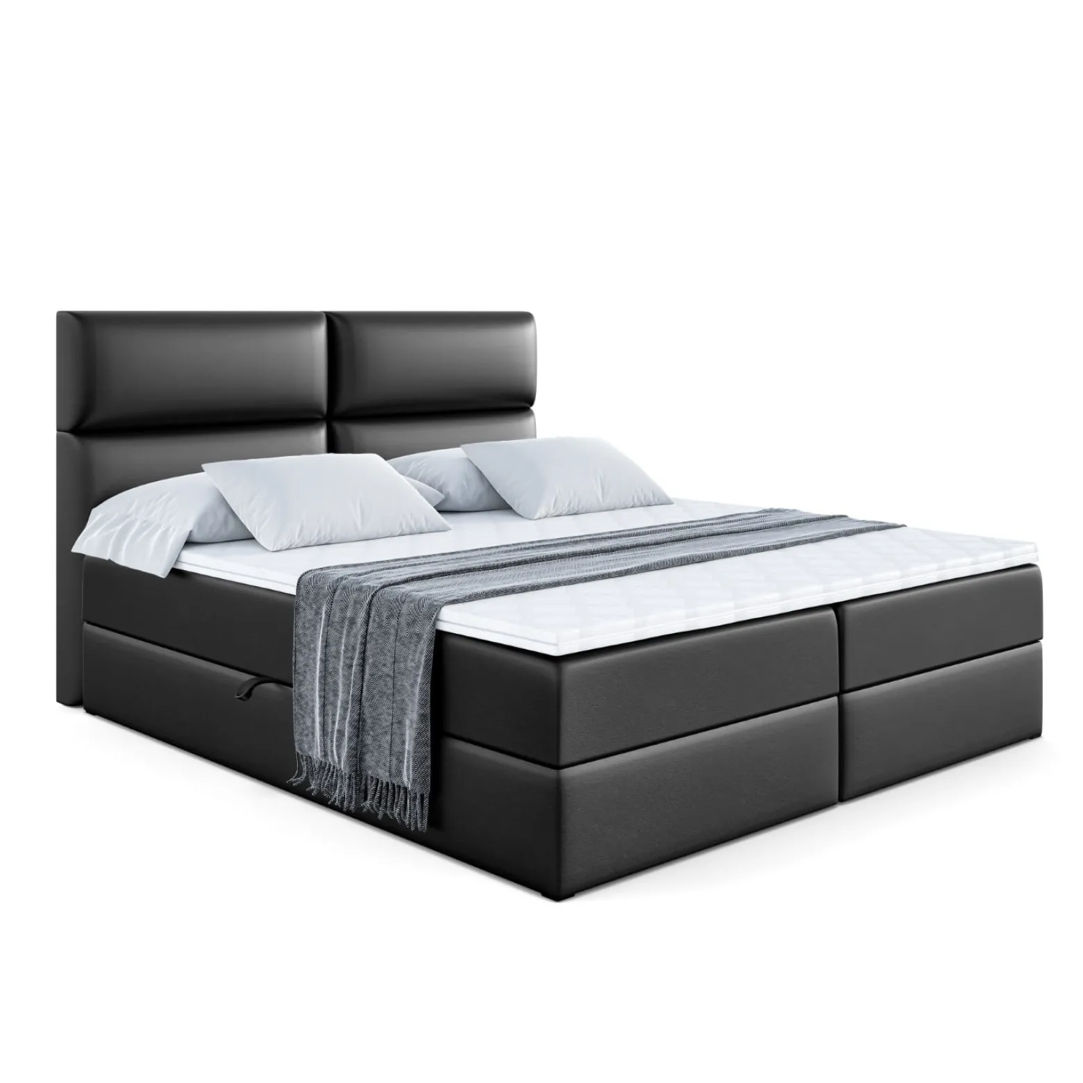 Łóżko kontynentalne z pojemnikiem i materacem H3 BOXI3 - 120 x 200 cm