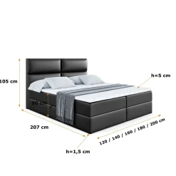 Łóżko kontynentalne z pojemnikiem i materacem H3 BOXI3 - 120 x 200 cm