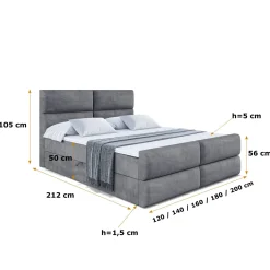 Łóżko kontynentalne z pojemnikiem BOXI3-Z - 120 x 200 cm