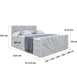Łóżko kontynentalne z pojemnikiem i materacem H3|H4 MILTIO-Z KING 120x200cm
