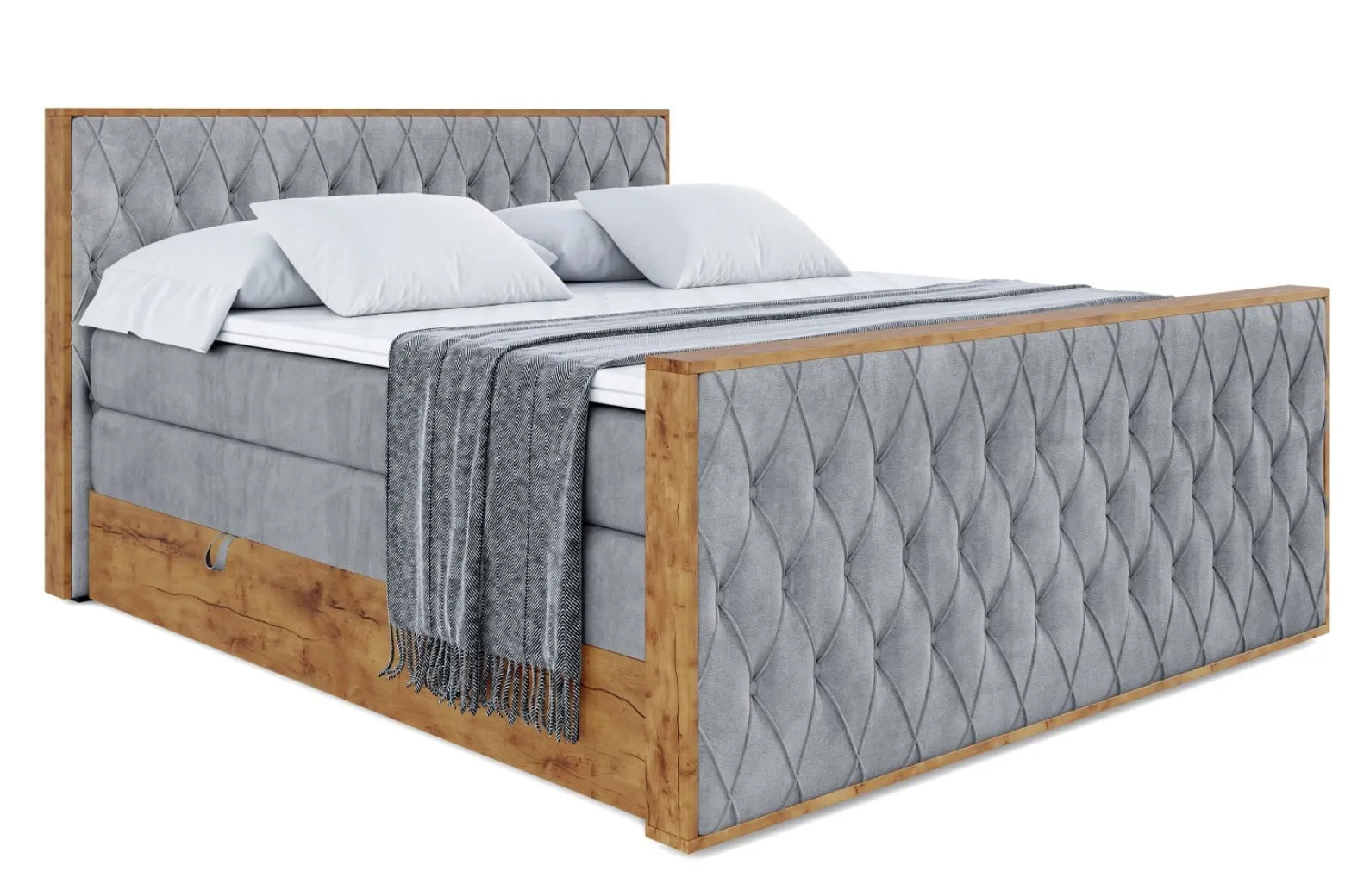 Łóżko kontynentalne z pojemnikiem i materacem H3|H4 LOLLI5-Z KING 120x200cm