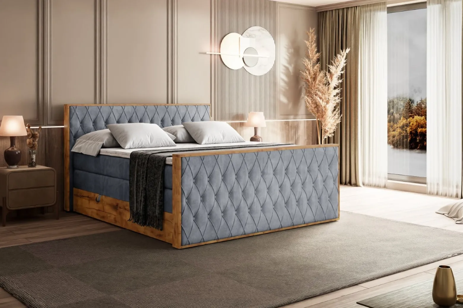 Łóżko kontynentalne z pojemnikiem i materacem H3|H4 LOLLI5-Z KING 120x200cm