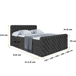 Łóżko kontynentalne z pojemnikiem i materacem H3|H4 BOXI8-Z KING 120x200cm