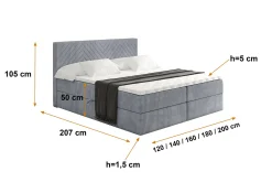 Łóżko kontynentalne z pojemnikiem i materacem H3 - VEXA - 120x200cm