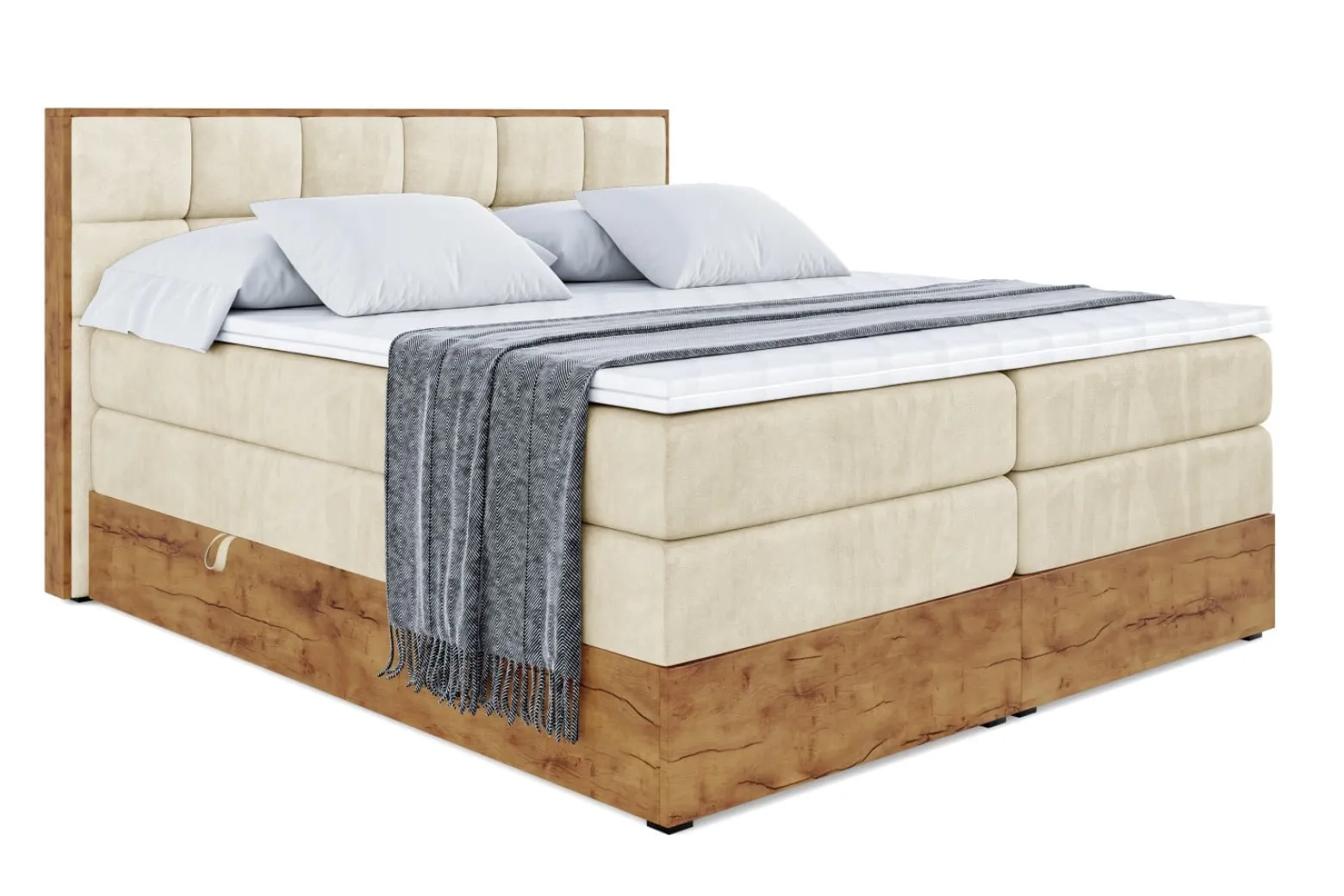 Łóżko kontynentalne z pojemnikiem i materacem H3|H4 LOLLI2 KING 120x200 cm
