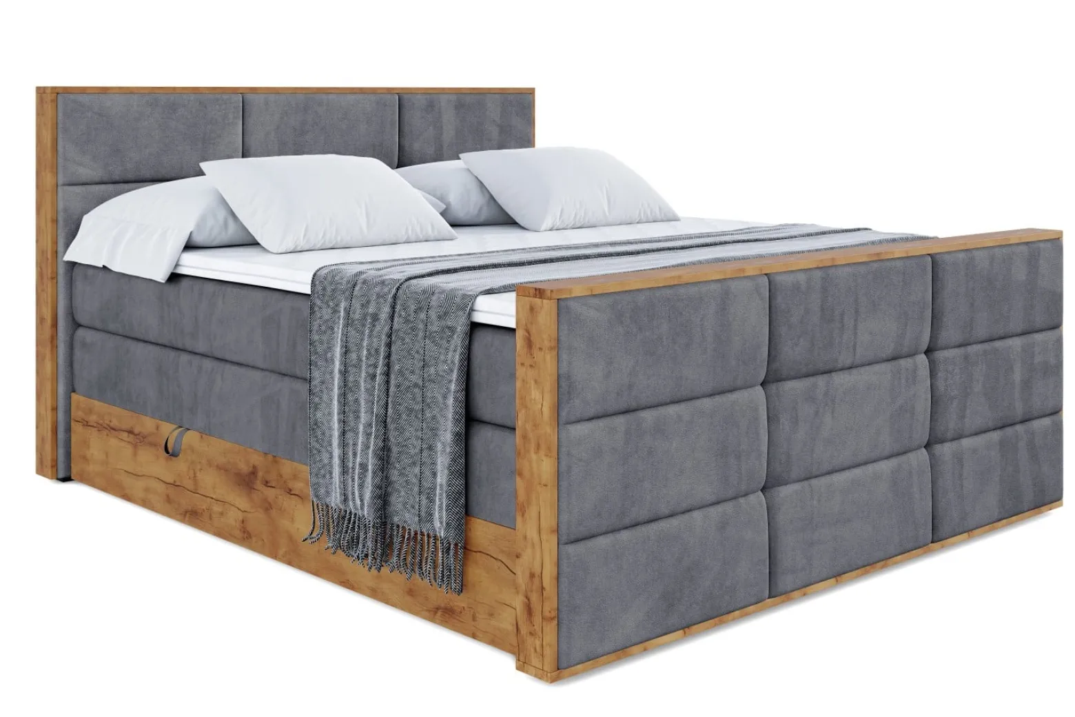 Łóżko kontynentalne z pojemnikiem i materacem H3|H4 LOLLI1-Z KING 120x200cm