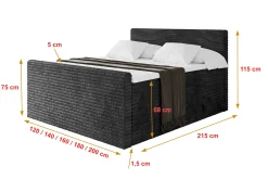 Łóżko kontynentalne z pojemnikiem i materacem TOLO-Z KING-v1 120x200cm