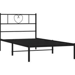 Łóżko Metalowe Czarne Rama Łóżka Ze Stelażem Do Pokoju Sypialni 90x190 cm