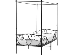 Łóżko metalowe 90 x 200 cm z baldachimem czarne
