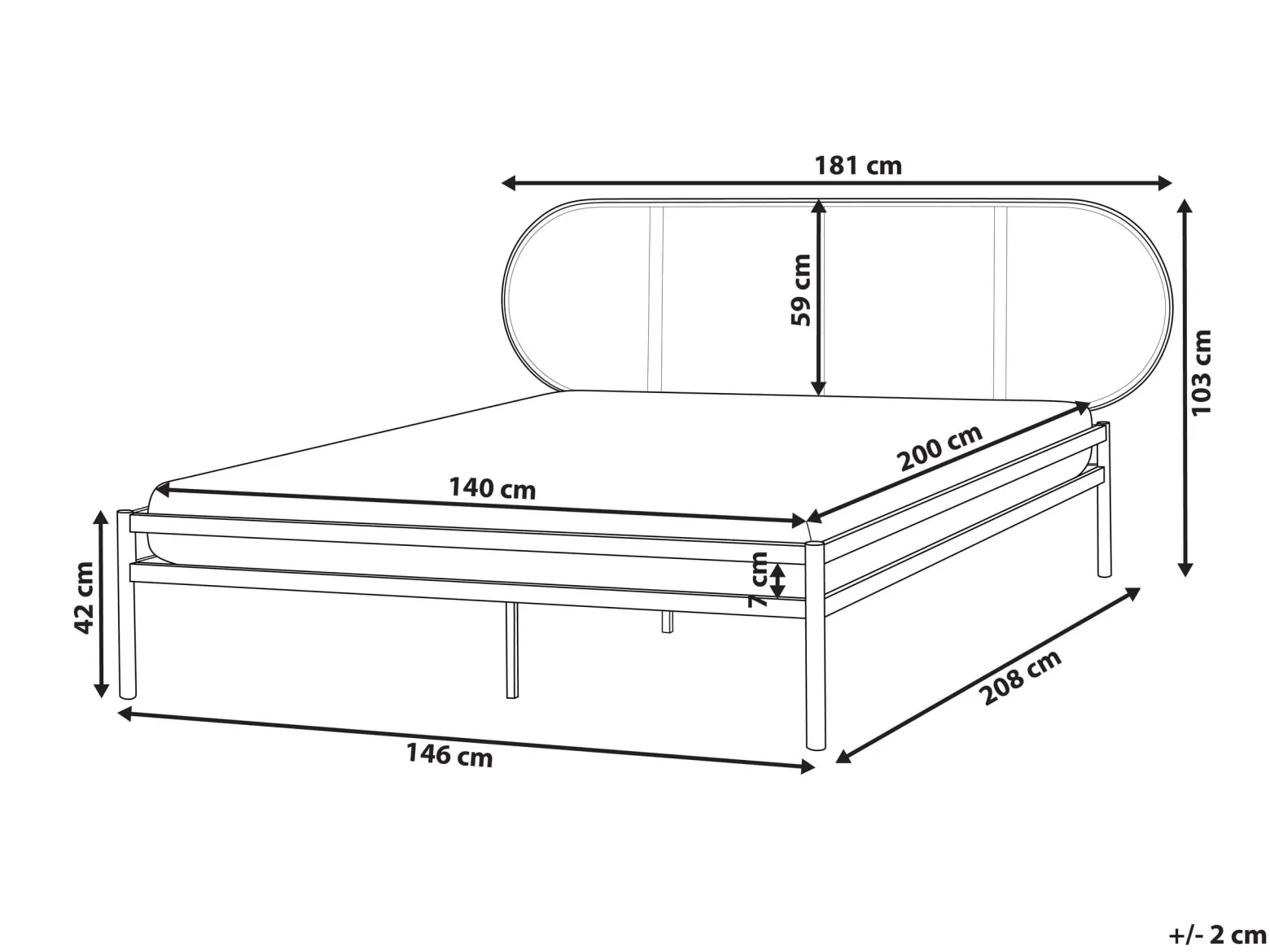 Łóżko metalowe 140x200 czarne