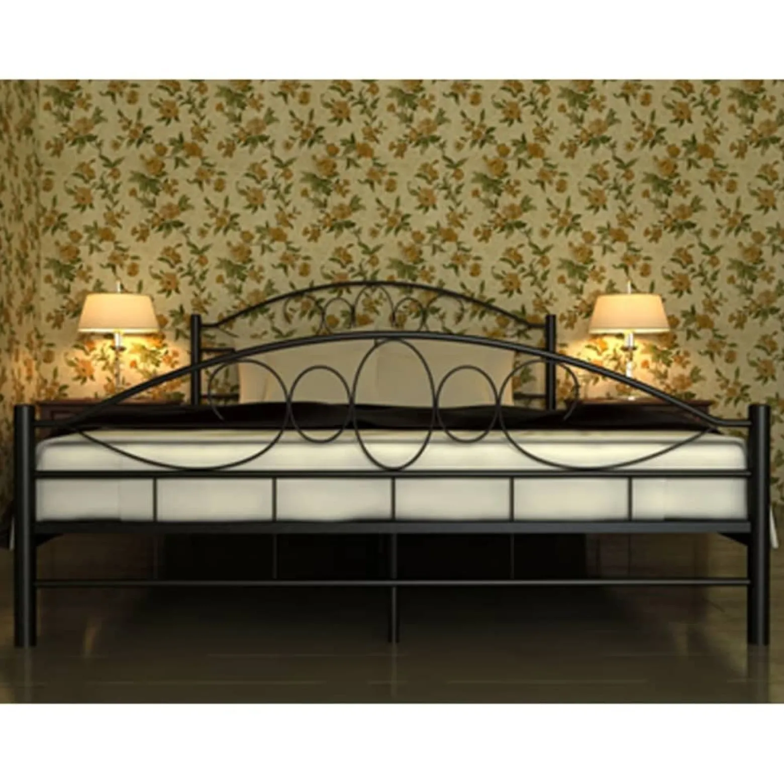 Łóżko Metalowe z Materacem Czarne Do Pokoju Sypialni 180 x 200 cm