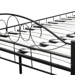 Łóżko Metalowe z Materacem Czarne Do Pokoju Sypialni 180 x 200 cm