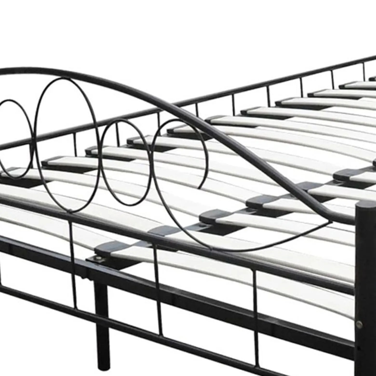 Łóżko Metalowe z Materacem Czarne Do Pokoju Sypialni 180 x 200 cm