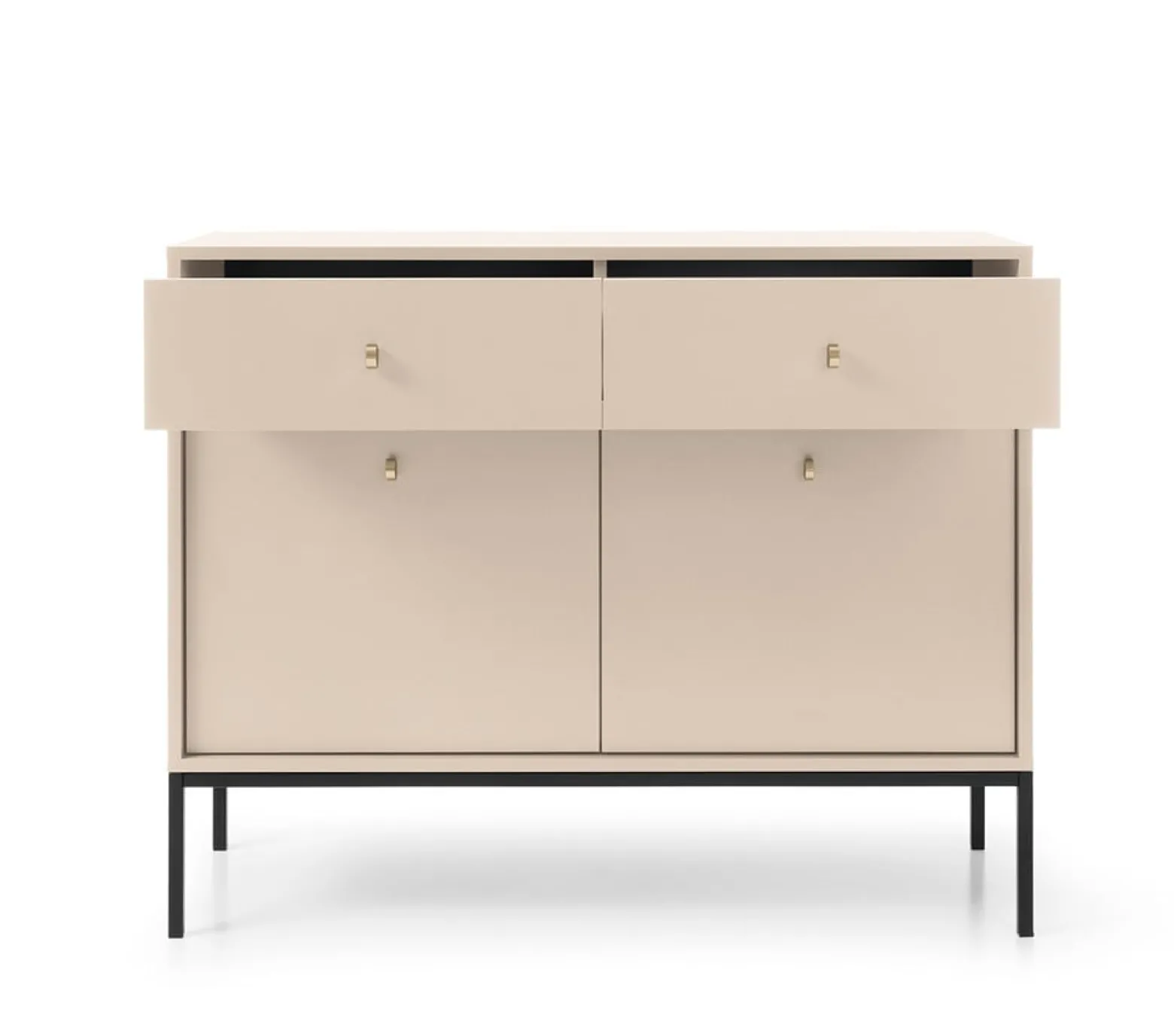 Komoda z szufladami czarny stelaż MOLLY 104 cm Beżowa