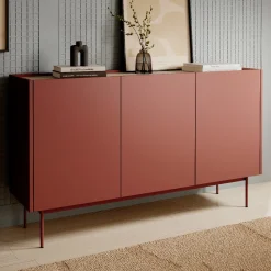 Komoda ANVIL 02 ceramic red / dąb linea