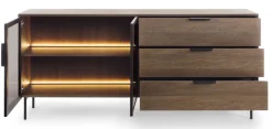 Komoda do salonu 2D3S + LED LUMIN w kolorze Dąb Dunin