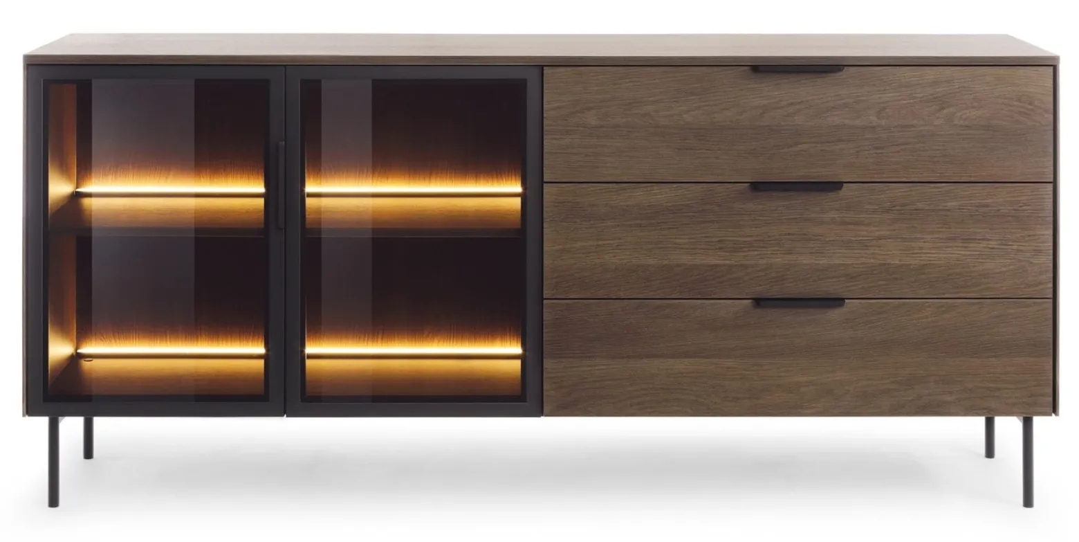 Komoda do salonu 2D3S + LED LUMIN w kolorze Dąb Dunin