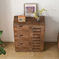 Komoda do salonu retro pojemna drewniana praktyczna