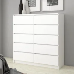 Komoda do salonu, STILO, 10 szuflad, 120x40x121 cm, biel, mat | TYLETEGOTU