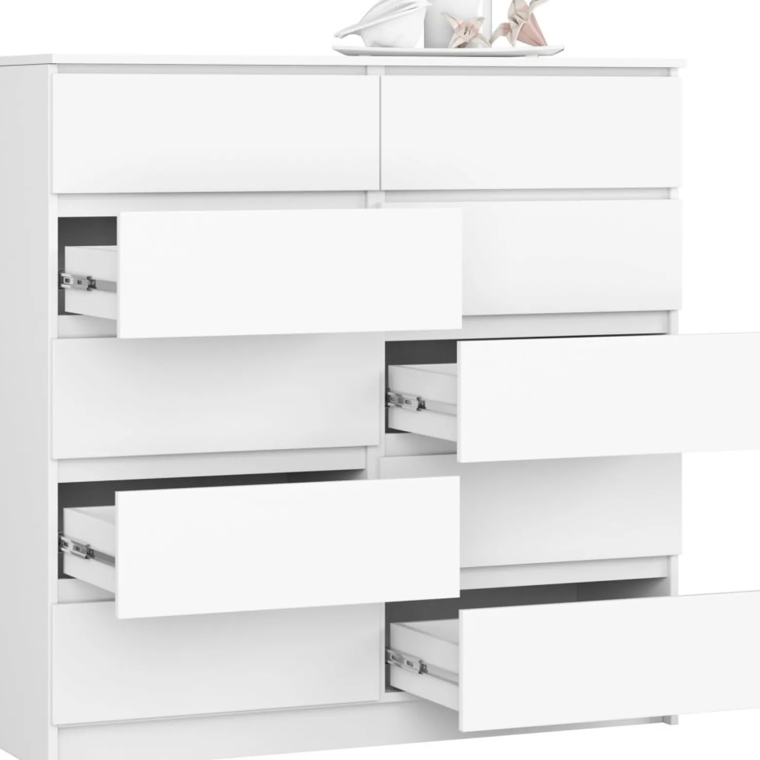 Komoda do salonu, STILO, 10 szuflad, 120x40x121 cm, biel, mat | TYLETEGOTU