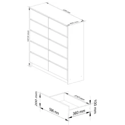 Komoda do salonu, STILO, 10 szuflad, 120x40x121 cm, biel, mat | TYLETEGOTU
