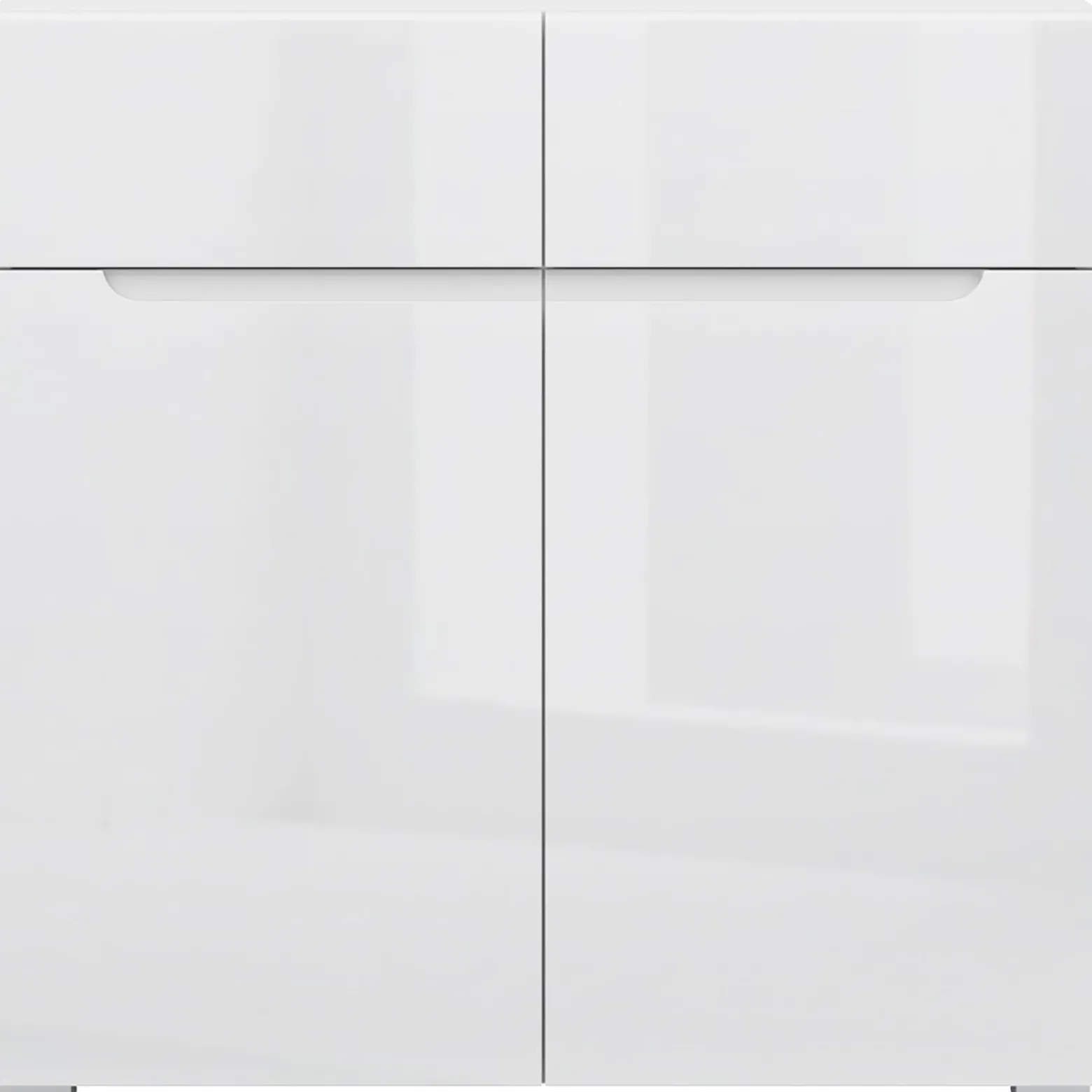 Komoda Dwudrzwiowa z Szufladami MIST 90 cm Biały połysk