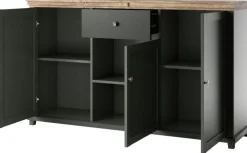 Komoda EVORA 3D1S 160 zielona mat/dąb lefkas