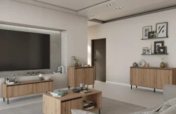 KOMODA GLAMOUR 100 cm RYFLE Nóżki METAL 2D DĄB EVOKE OSAKA