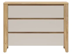 Komoda Sawira II 116 cm z 3 szufladami dąb mauvella/kaszmir