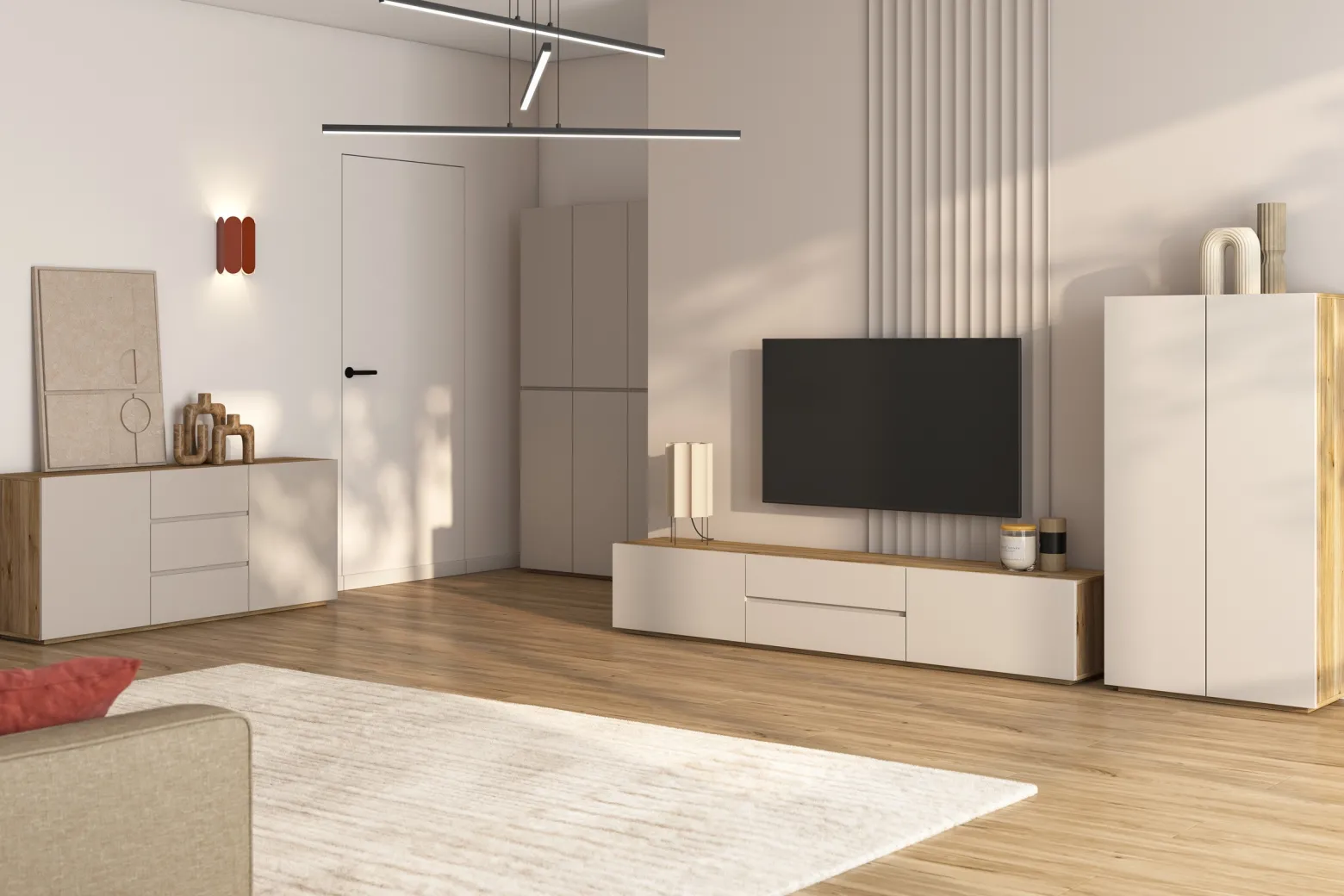 Komoda wysoka 105 cm do salonu z półkami CRISS