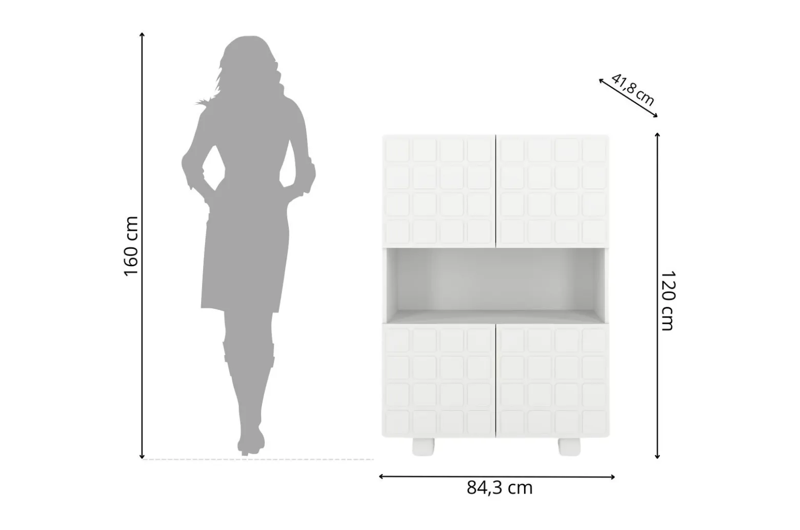 Komoda z frontami 3D Skandica CUBO HIGH / biały / 85cm