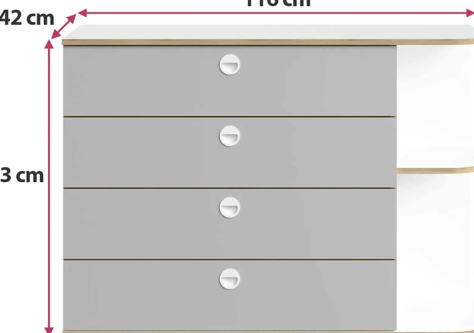 Komoda z szufladami 116 cm do salonu PINGO