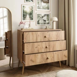 Komoda z szufladami HARMONY dąb craft złoty