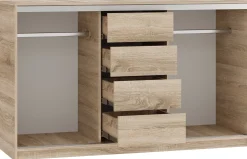 Komoda z szufladami i drążkami 160 cm TOP dąb sonoma