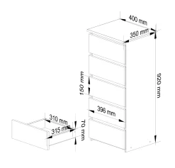 Komoda AKORD CL5 Olcha 40 cm 5 szuflad Olcha mat 40x35x92 cm