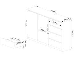 Komoda AKORD K013 Biała 160 cm Biały mat 160x40x99 cm
