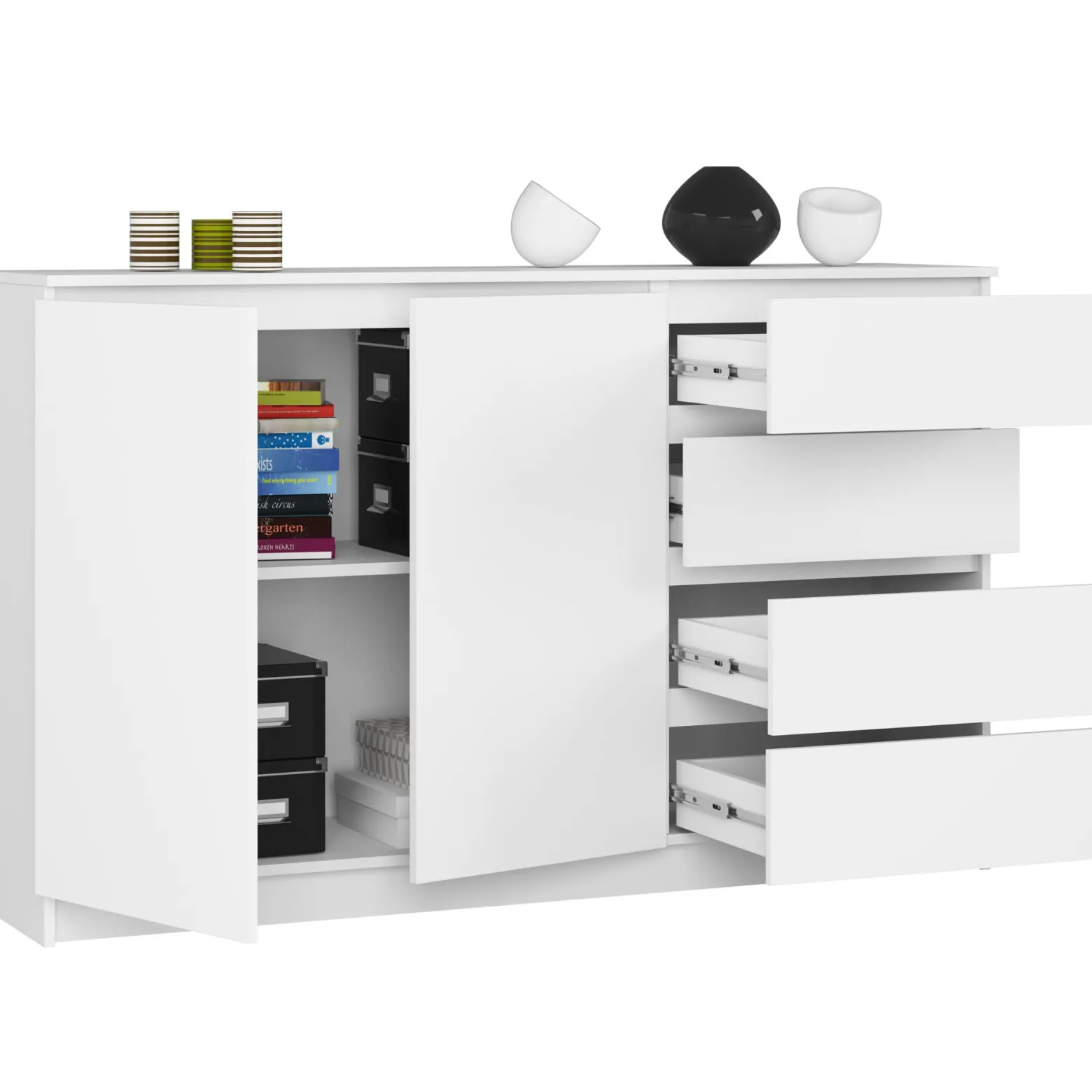 Komoda AKORD K013 Biała 160 cm Biały mat 160x40x99 cm