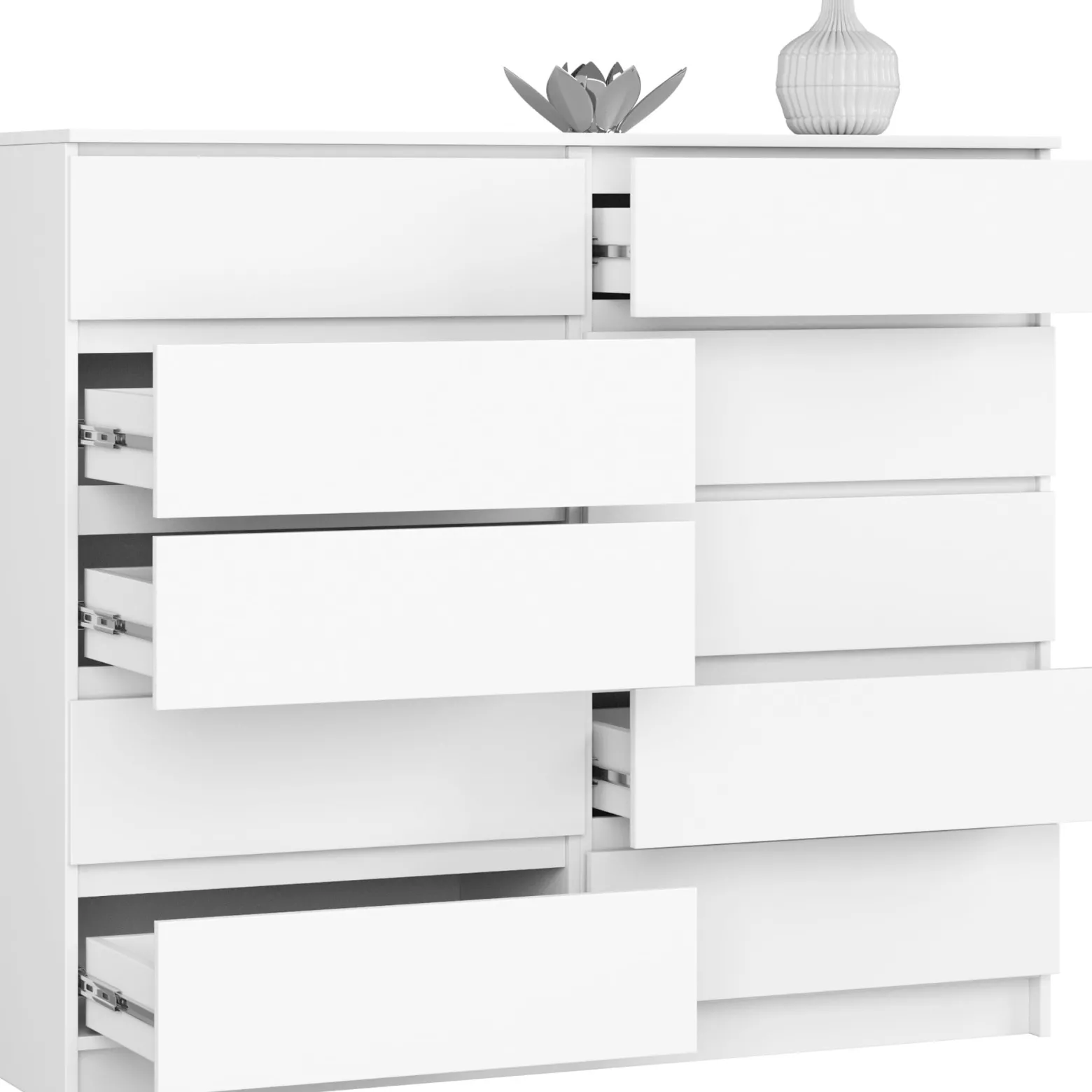 Komoda AKORD K140 Biała 138 cm 10 szuflad 138x40x121 cm