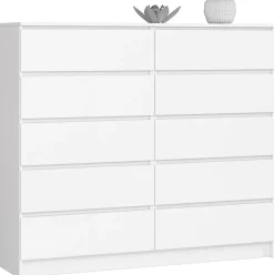 Komoda AKORD K140 Biała 138 cm 10 szuflad 138x40x121 cm
