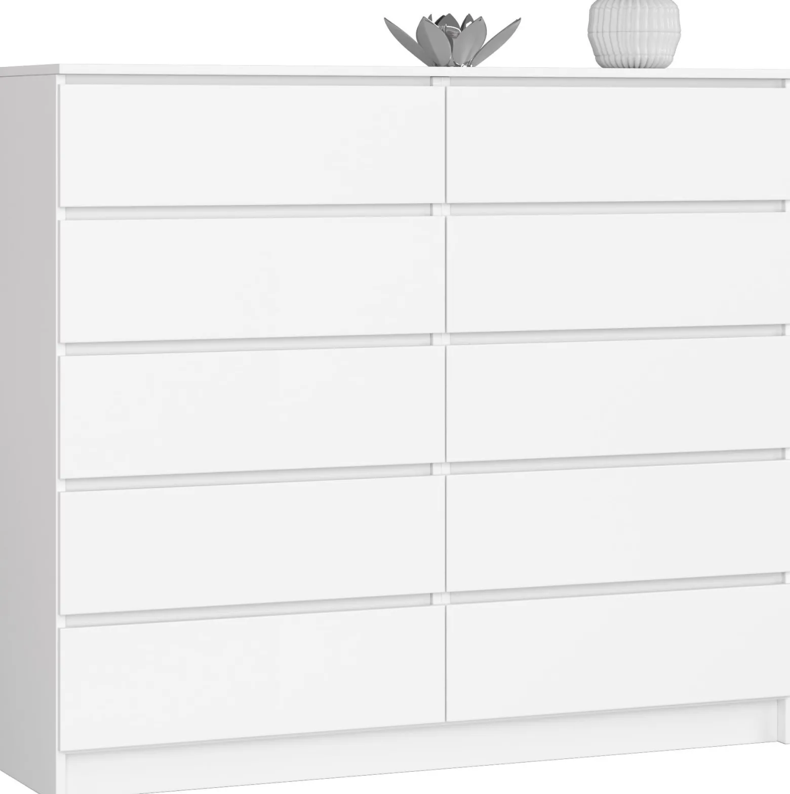 Komoda AKORD K140 Biała 138 cm 10 szuflad 138x40x121 cm