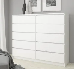 Komoda AKORD K140 Biała 138 cm 10 szuflad 138x40x121 cm