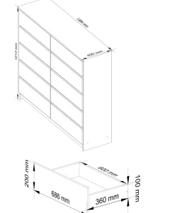 Komoda AKORD K140 Biała 138 cm 10 szuflad 138x40x121 cm