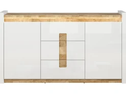 Komoda Alameda 172 cm z 2 drzwiami i 3 szufladami dąb westminster/biały połysk