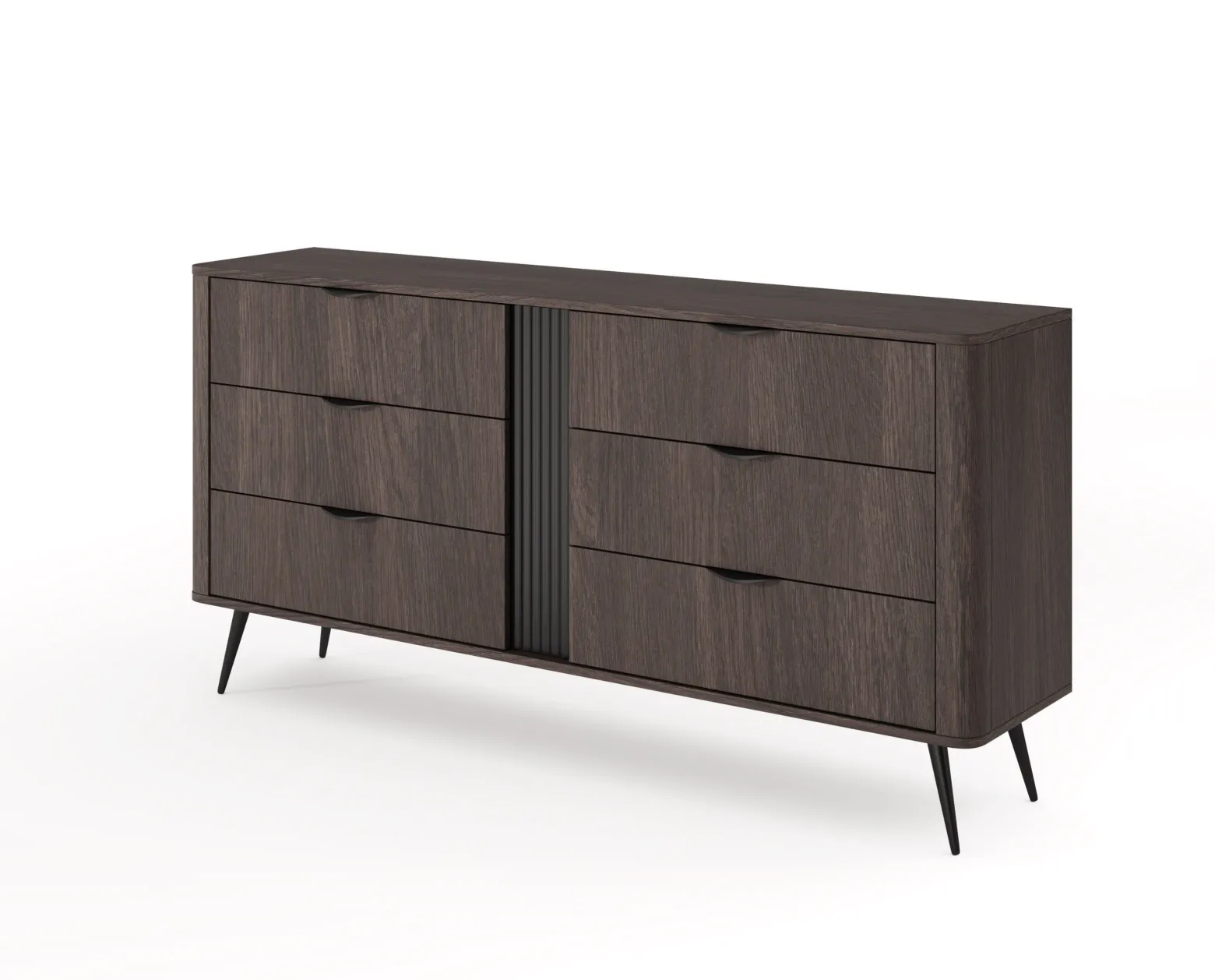 Komoda ARVIS - luksusowy design, 6 szuflad, Dąb Dunin + Czarny