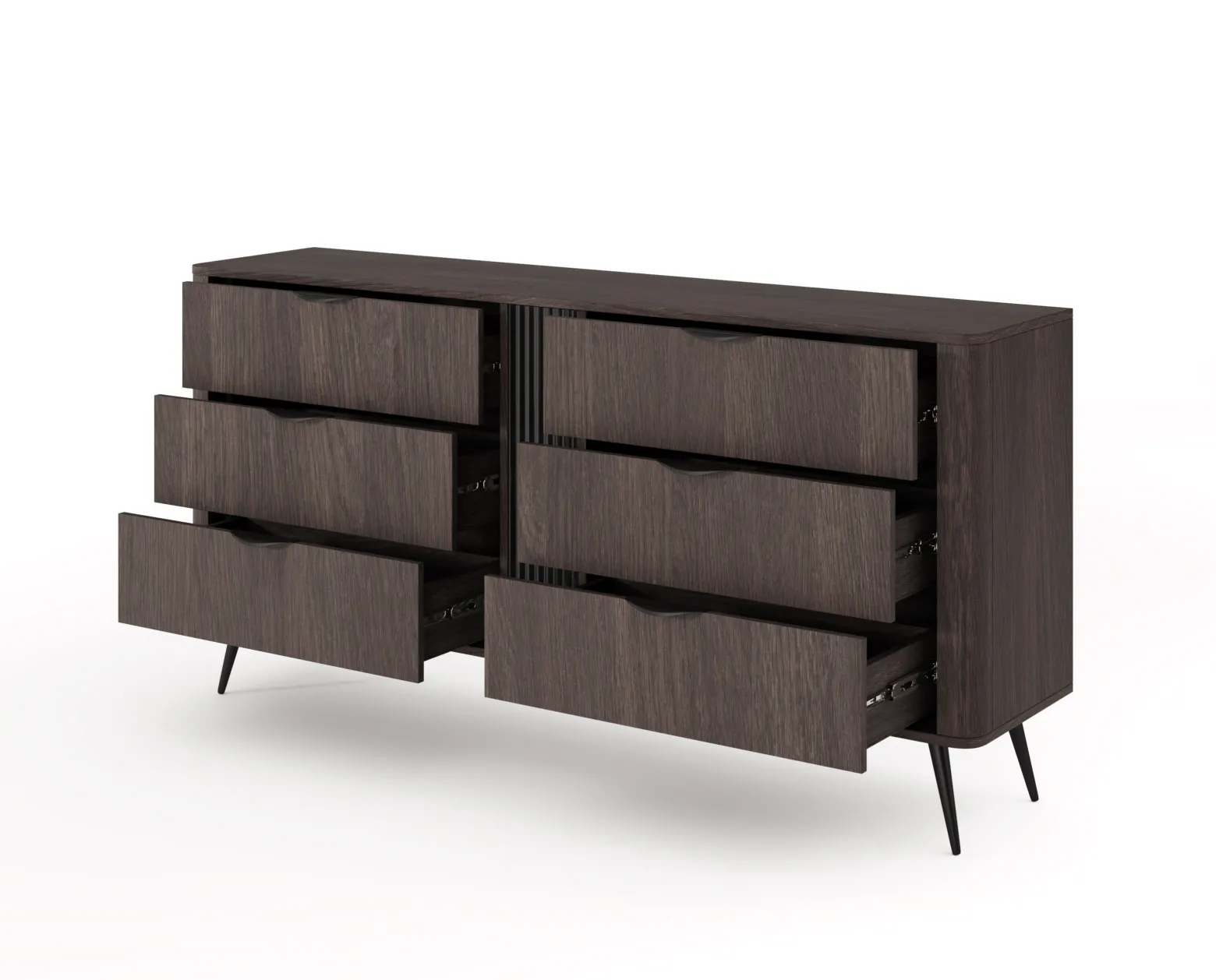 Komoda ARVIS - luksusowy design, 6 szuflad, Dąb Dunin + Czarny