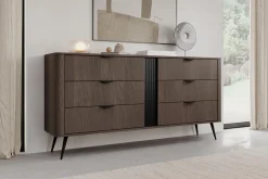 Komoda ARVIS - luksusowy design, 6 szuflad, Dąb Dunin + Czarny