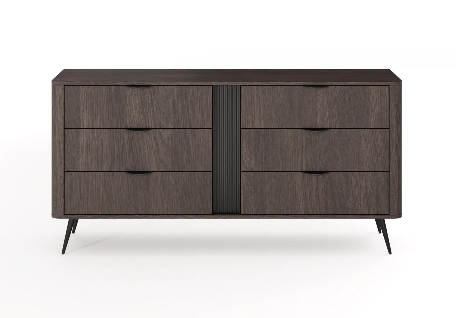 Komoda ARVIS - luksusowy design, 6 szuflad, Dąb Dunin + Czarny