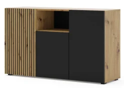 Komoda AURIS 3D 135 cm dąb artisan / czarny mat