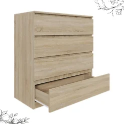 Komoda BASIC 4 szuflady – Dąb Sonoma | 90x97x40 cm
